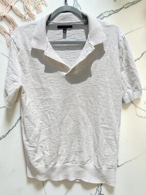 Banana Republic Men's 100% Organic Cotton Polo Shirt Size Small Ivory